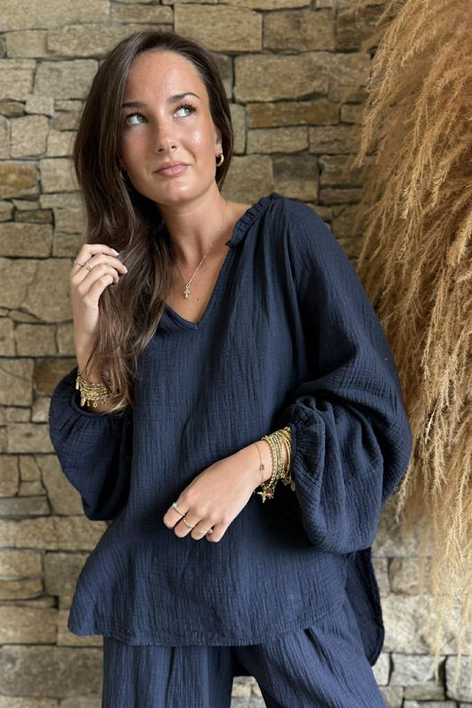 Santos Cushion Cotton Heathcliff Top Navy