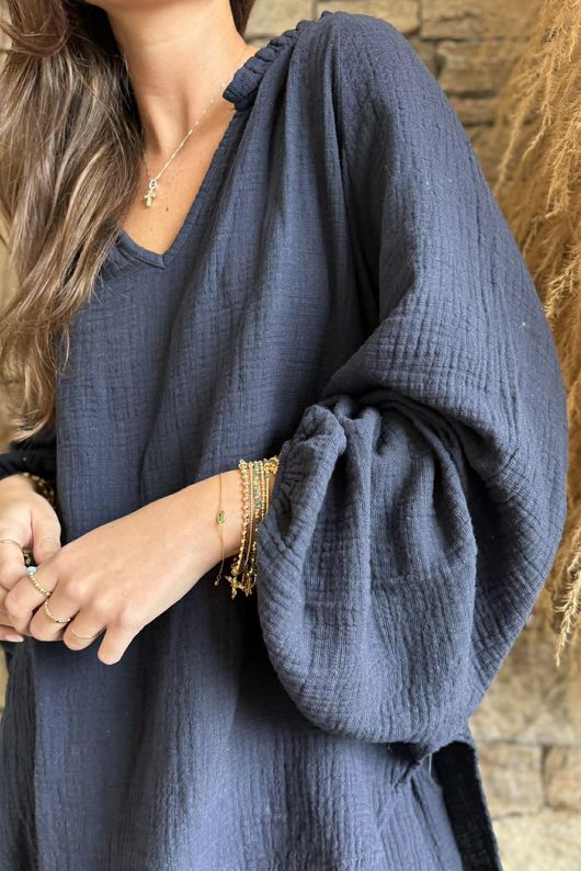 Santos Cushion Cotton Heathcliff Top Navy