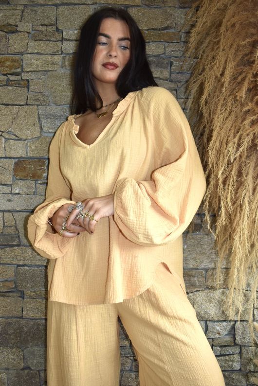 Santos Cushion Cotton Heathcliff Blouse Tuscan Sun