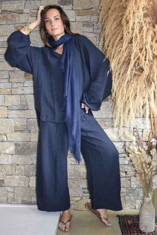 Santos Cushion Cotton Quirky Pant Navy