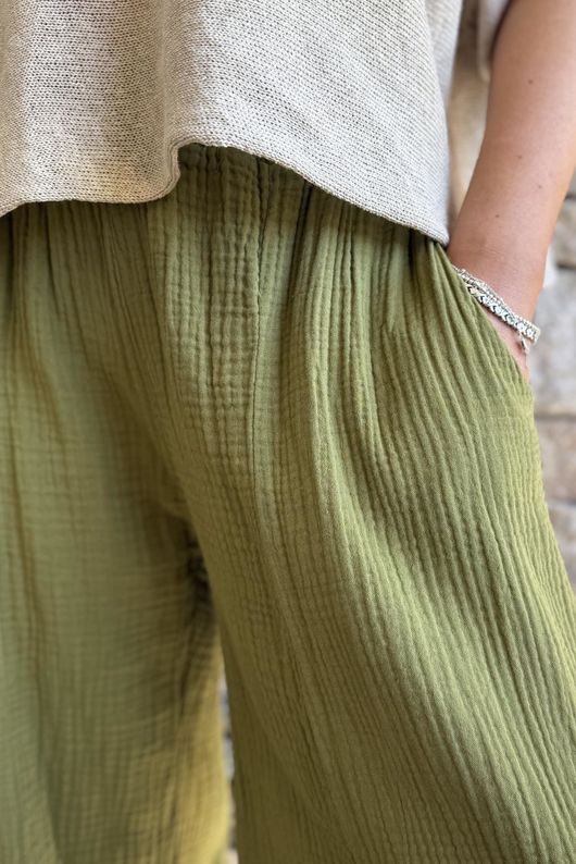 Mimi Pillow Cotton Quirky Pant Olive