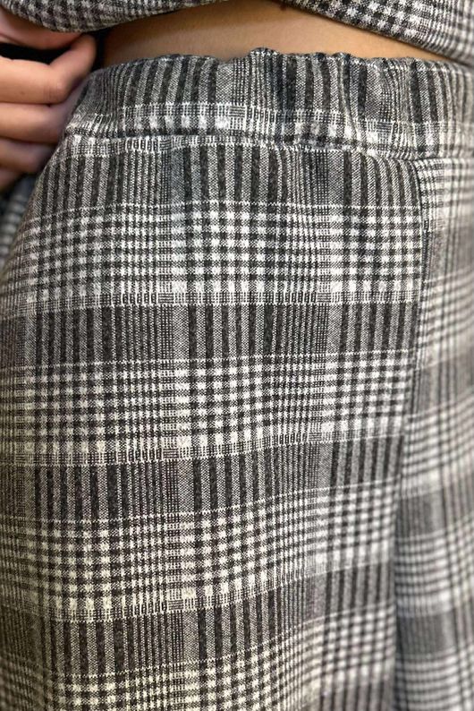 Prince of Wales Check Scuba Stretch Barrel Pant Black