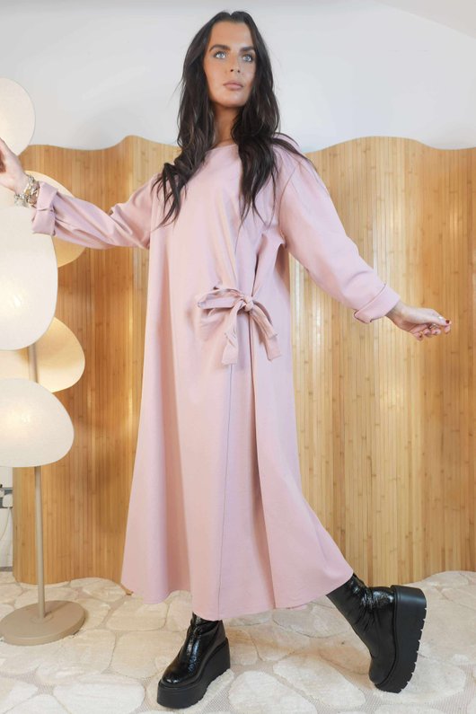 Scuba Stretch Tie Side Dress Rose