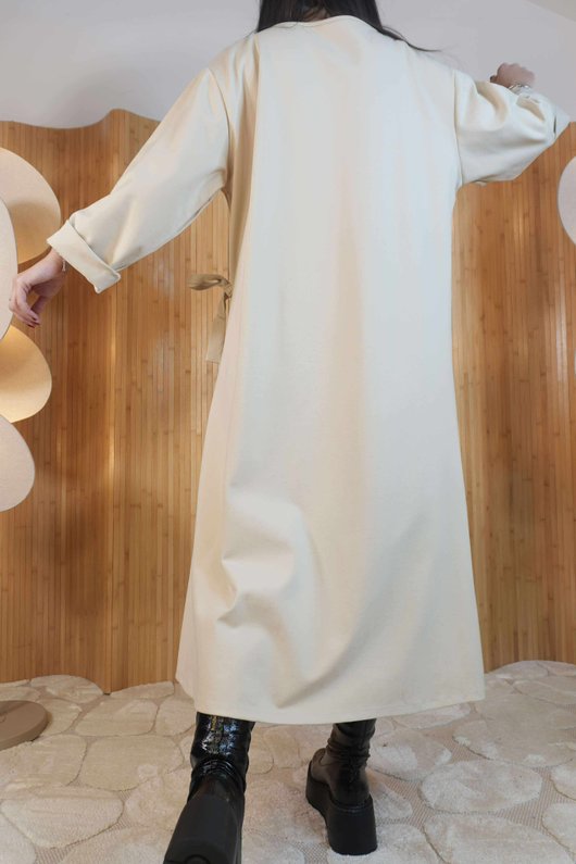 Scuba Stretch Tie Side Dress Stone