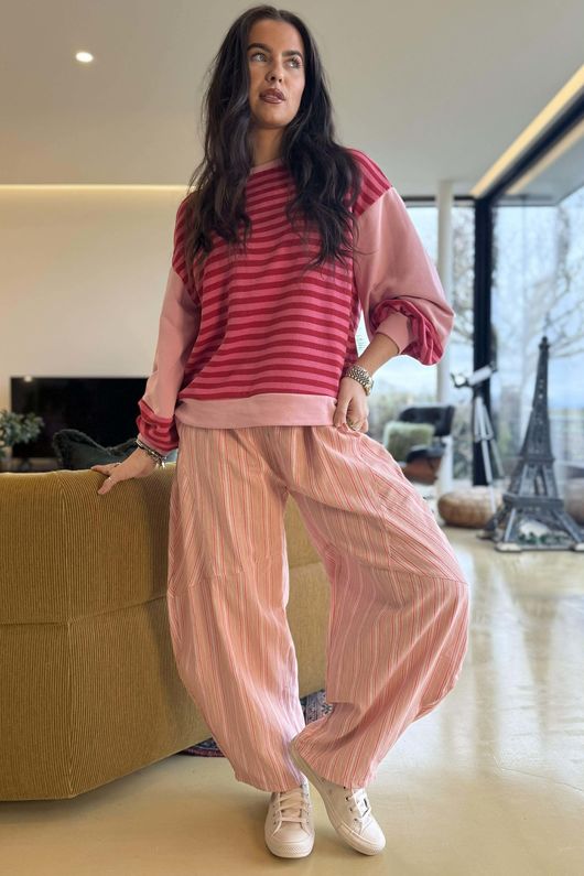 Shoreditch Bell Sleeve Sweat Hot Pink Red