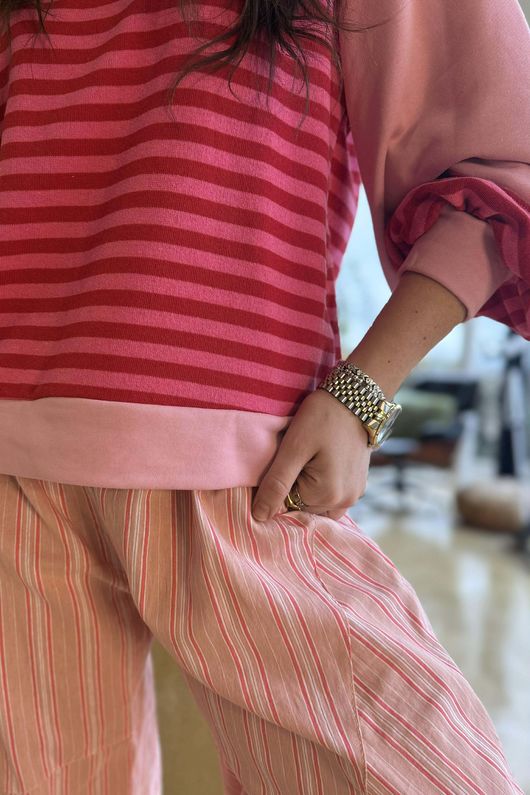 Shoreditch Bell Sleeve Sweat Hot Pink Red