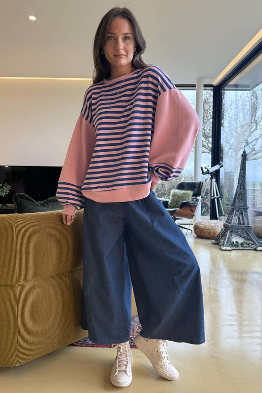 Shoreditch Bell Sleeve Sweat Navy Sweetpea