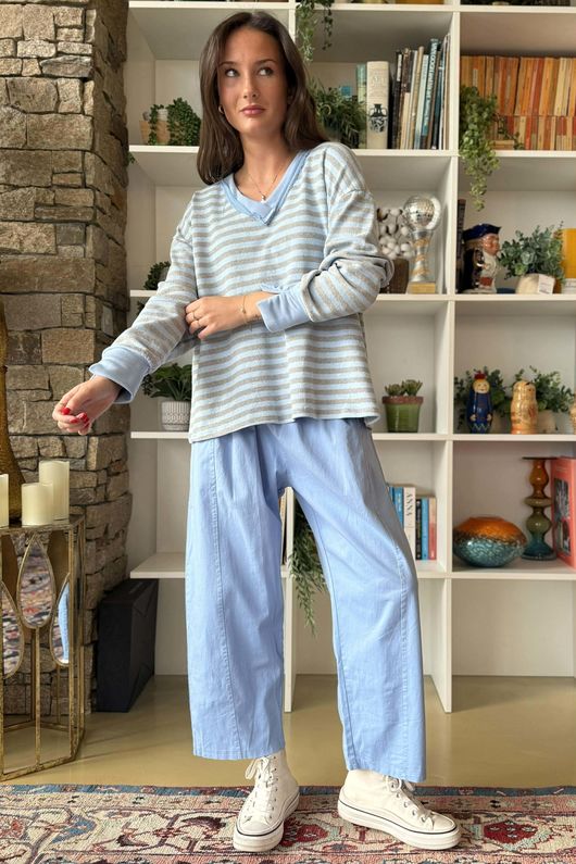 Shoreditch Classic V Sweat Iceberg & Grey 