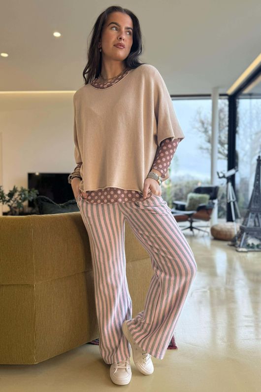 Shoreditch Stripe Lounge Flare Trouser Sweetpea & Grey /1