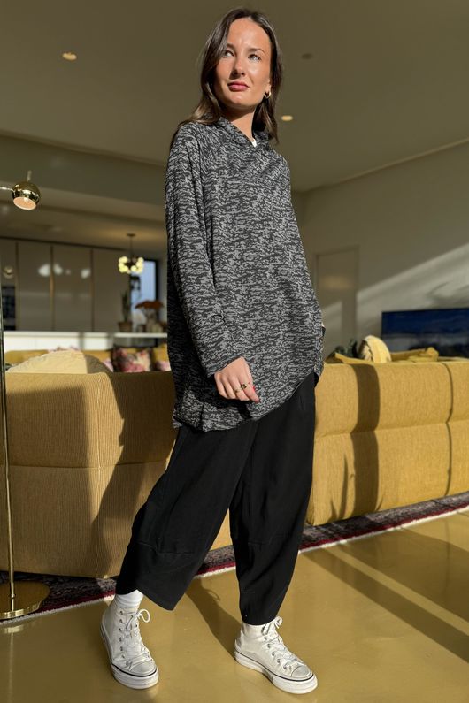 Signature Slub Trapeze Hoodie Black