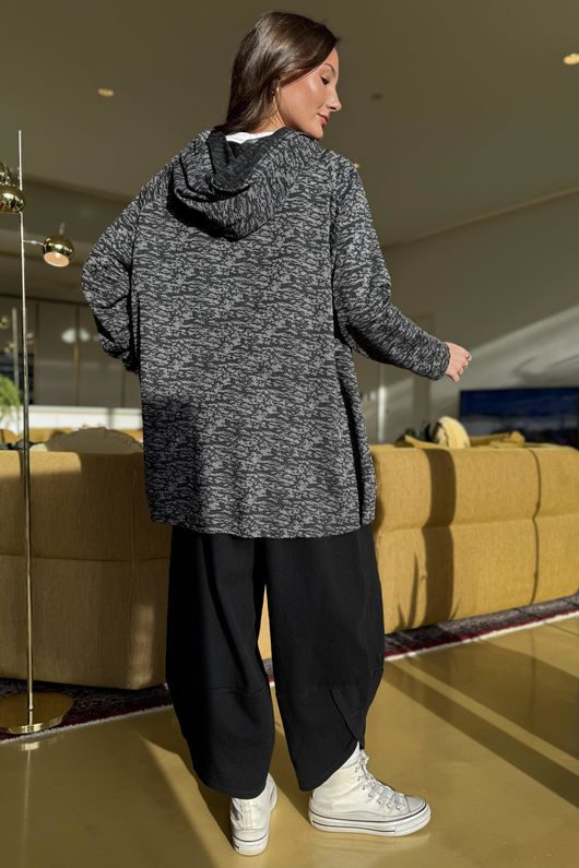 Signature Slub Trapeze Hoodie Black