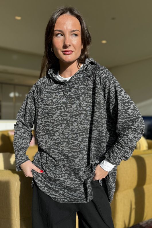 Signature Slub Trapeze Hoodie Black