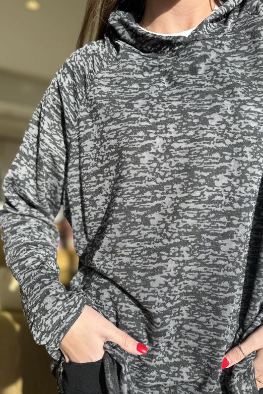 Signature Slub Trapeze Hoodie Black