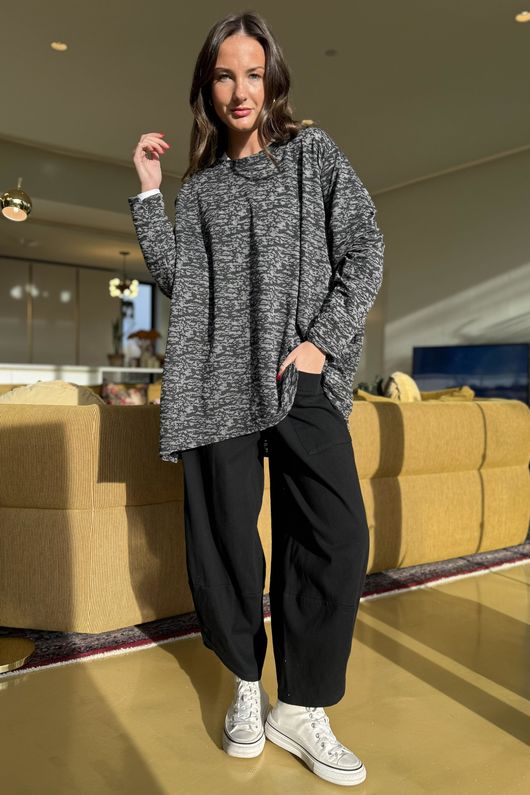 Signature Slub Trapeze Top Black