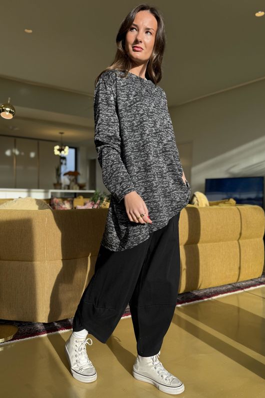 Signature Slub Trapeze Top Black