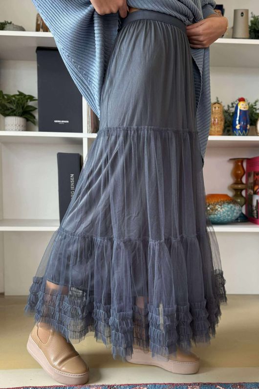 Simone Tulle Midaxi Skirt Blue Steel /30 =