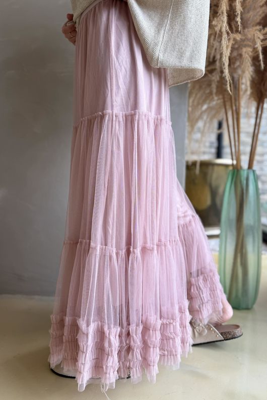 Simone Tulle Midaxi Skirt Rose 