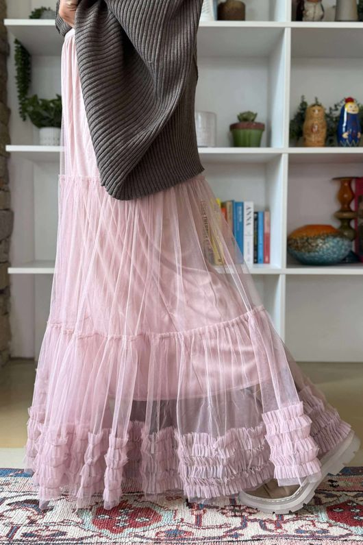 Simone Tulle Midaxi Skirt Rose /30 =