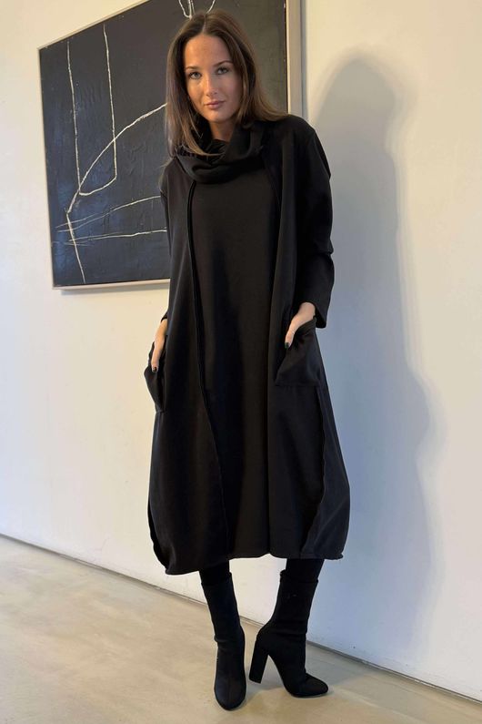 Sola Smart Tech Cowl Cocoon Dress Black 