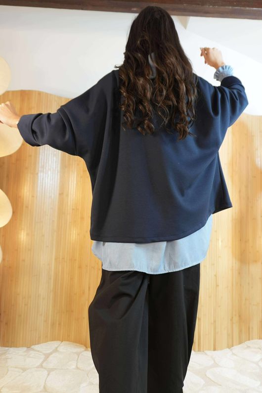 Soft Tech Jersey Relaxed Blazer Navy /4=