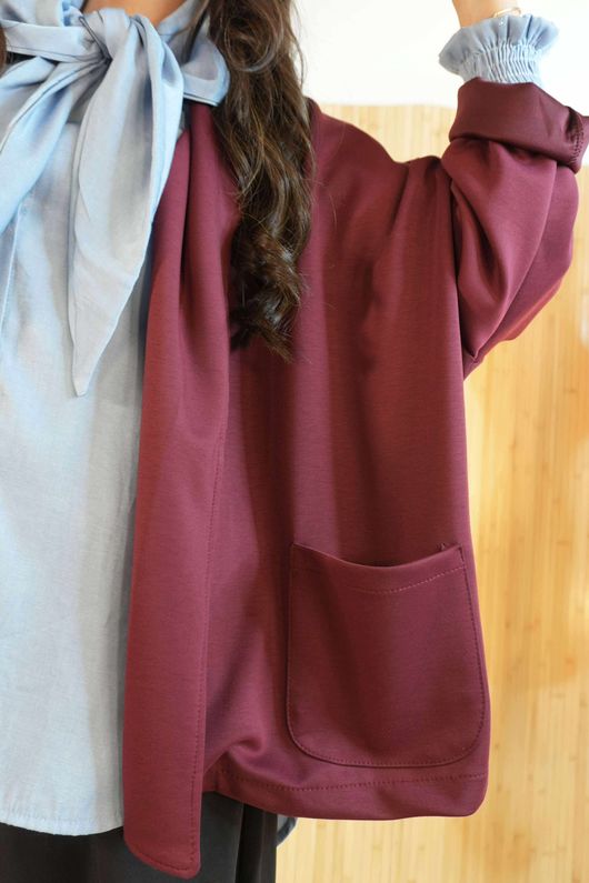 Soft Tech Jersey Relaxed Blazer Burgundy /5=