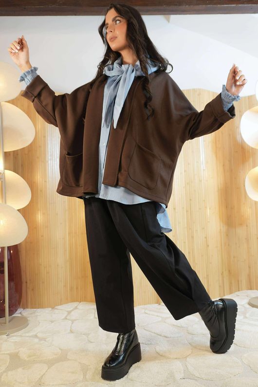 Soft Tech Jersey Relaxed Blazer Chocolate /4=