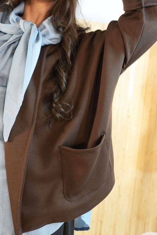 Soft Tech Jersey Relaxed Blazer Chocolate /4=