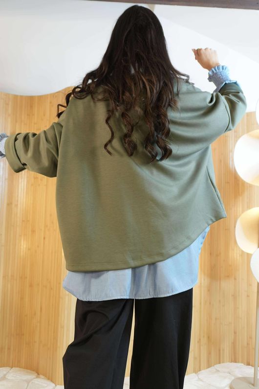 Soft Tech Jersey Relaxed Blazer Khaki /7=