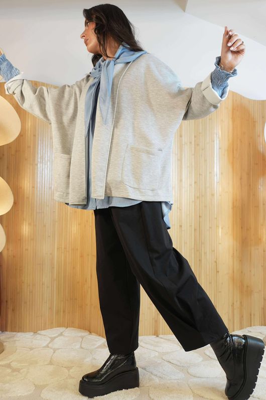 Soft Tech Jersey Relaxed Blazer Sports Grey /7=