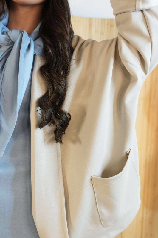 Soft Tech Jersey Relaxed Blazer Stone /1=