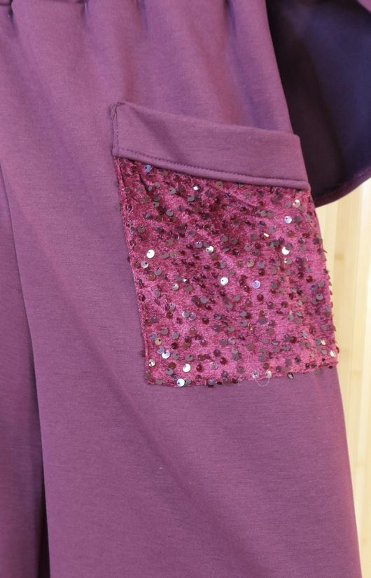 Soft Tech Sequin Pocket Shelby Pant Burgundy /12=