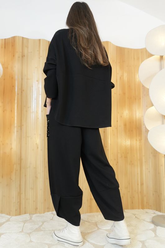 Soft Tech Sequin Scoop Top Black Silver /11=