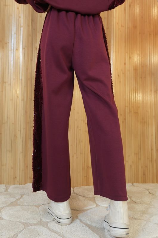 Soft Tech Sequin Wide Leg Pant Burgundy /15=