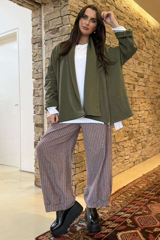 Sola Smart Tech Drape Relaxed Biker Jacket Khaki - 