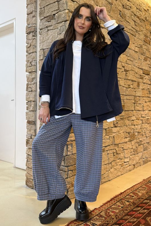 Sola Smart Tech Drape Relaxed Biker Jacket Navy - 