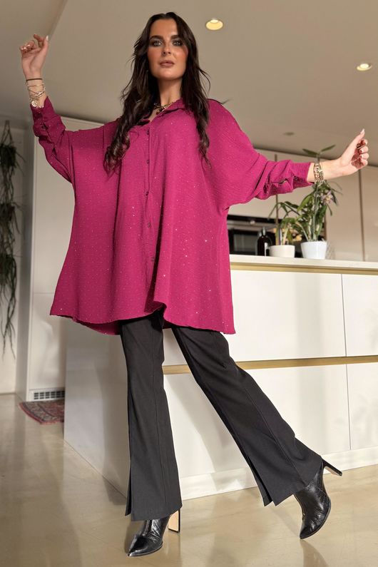 Stella Micro Stud Oversized Shirt Magenta