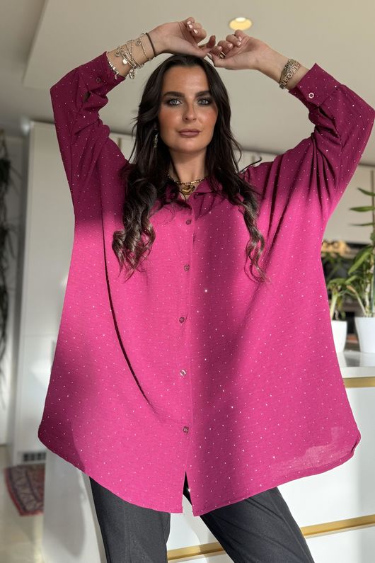 Stella Micro Stud Oversized Shirt Magenta