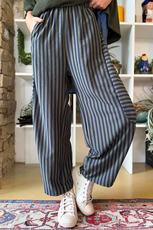 Sunday Morning 7/8 Barrel Pant Navy & Khaki