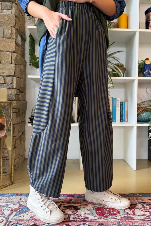 Sunday Morning 7/8 Barrel Pant Navy & Khaki