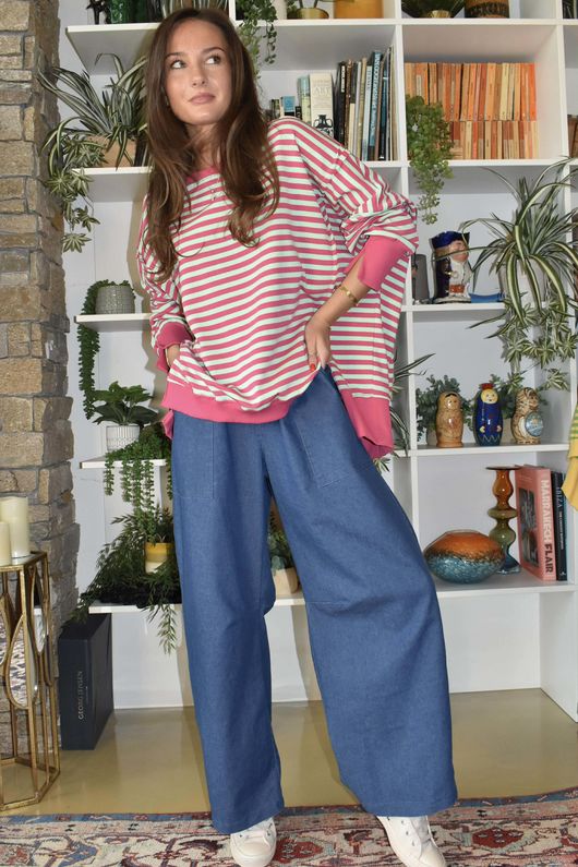 Sunday Morning Chill Sweatshirt Hot Pink & Mint -