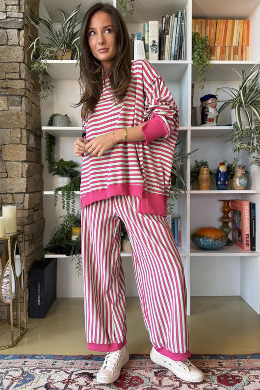 Sunday Morning Chill Sweatshirt Hot Pink & Mint -