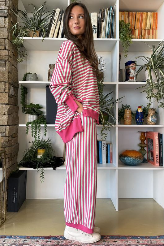 Sunday Morning Chill Sweatshirt Hot Pink & Mint -