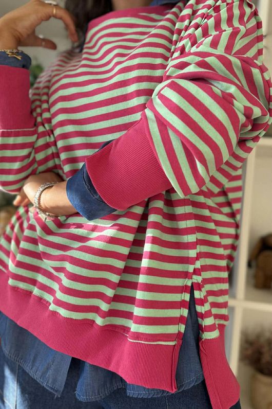 Sunday Morning Chill Sweatshirt Hot Pink & Mint