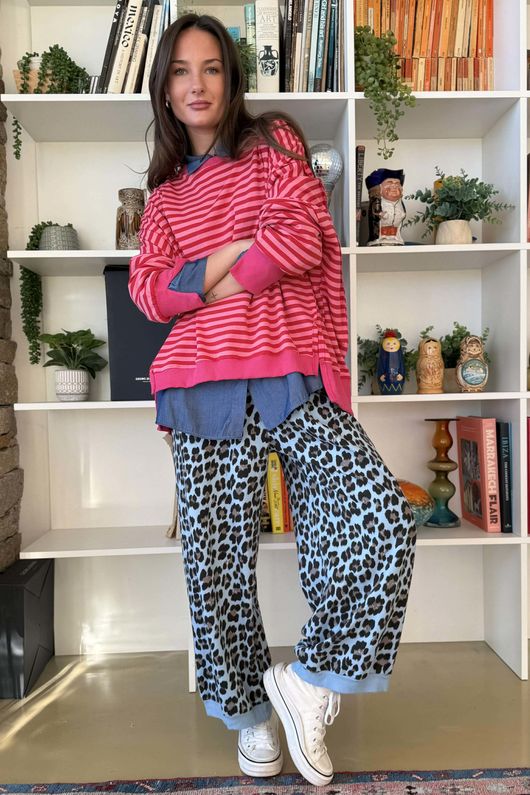 Sunday Morning Chill Sweatshirt Hot Pink & Red 