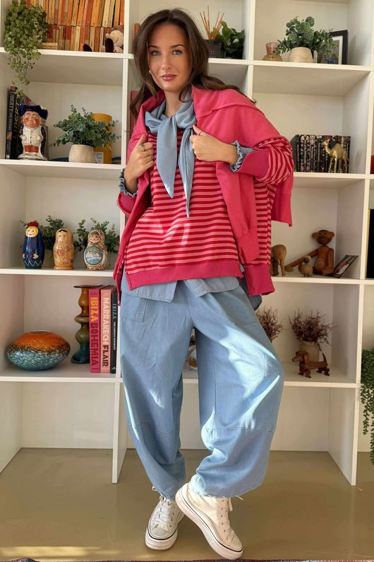 Sunday Morning Chill Sweatshirt Hot Pink & Red