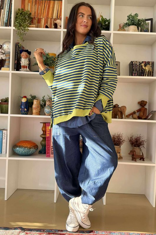 Sunday Morning Chill Sweatshirt Lime & Navy