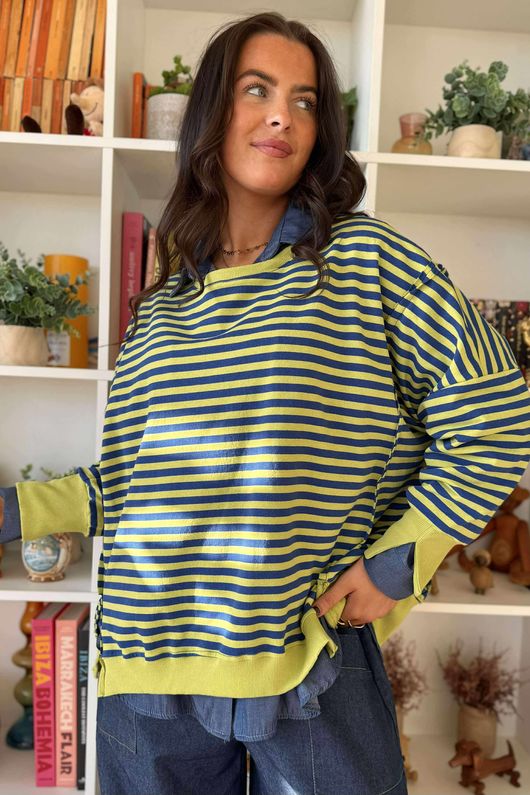 Sunday Morning Chill Sweatshirt Lime & Navy