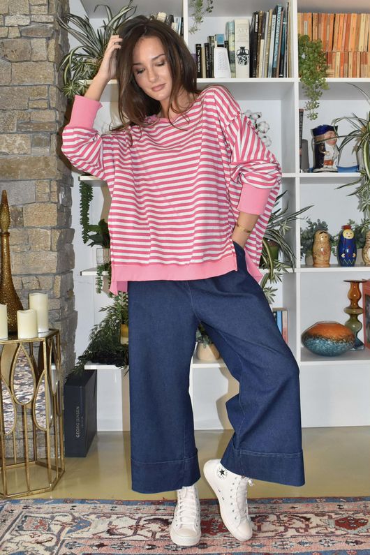 Sunday Morning Chill Sweatshirt Peony Pink & Grey Marl /7