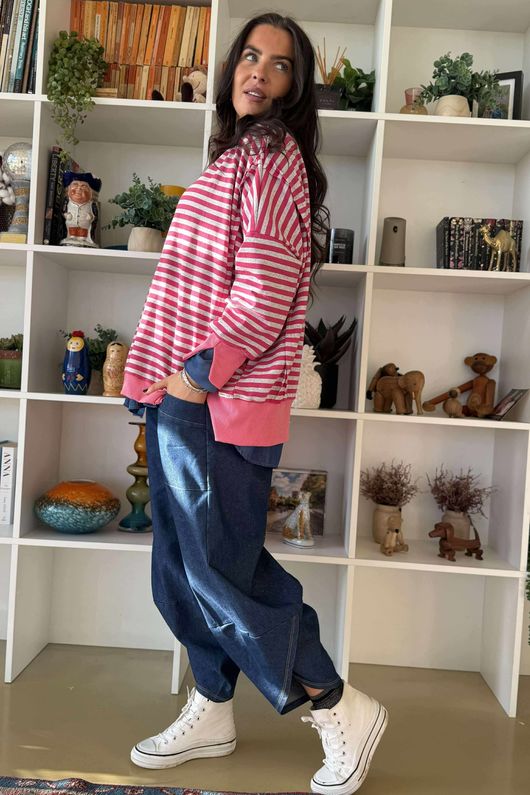 Sunday Morning Chill Sweatshirt Peony Pink & Grey Marl