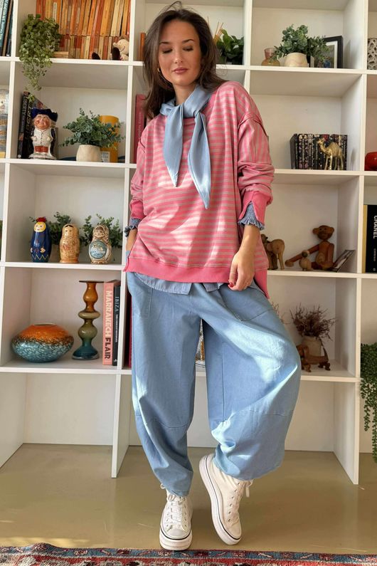 Sunday Morning Chill Sweatshirt Peony Pink & Mauve /18=